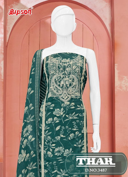 Thar 3487 A To D Pure Cotton Print With Embroidery Thread Work Dress Material Wholesale Online